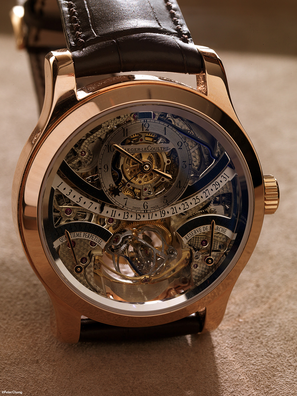 The JLC Gyrotourbillon 1, in pink gold. 
