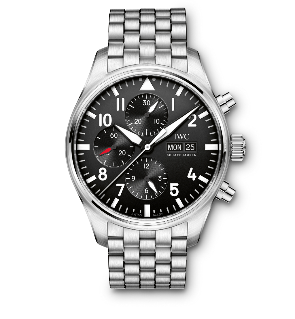 The newly designed stainless-steel bracelet Ref. IW377710 IWC Pilot's Watch Chronograph.
