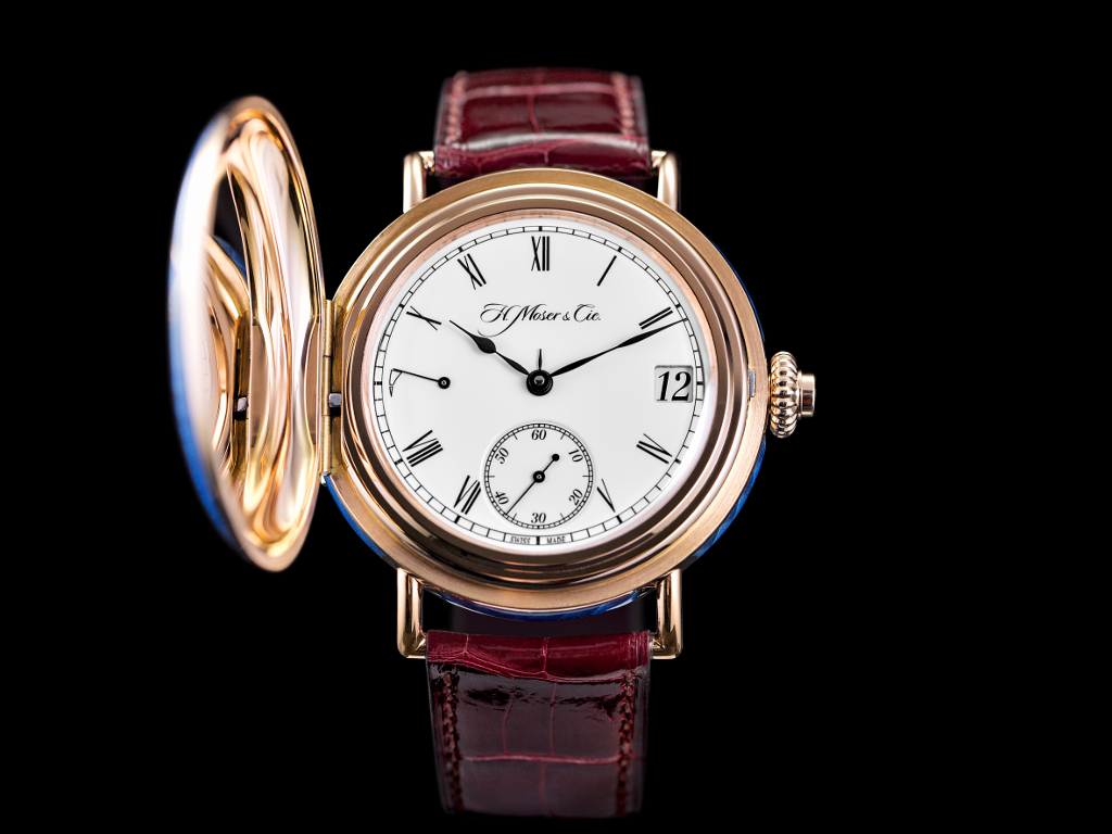 The H.Moser & Cie. Perpetual Calendar Heritage Limited Edition, featuring a stunning white "Grand Feu" enamel dial.
