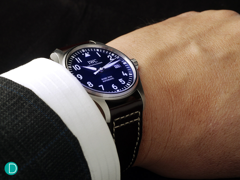 The IWC Pilot's Watch Mark XVIII. This particular one is the "Le Petit Prince" edition. 