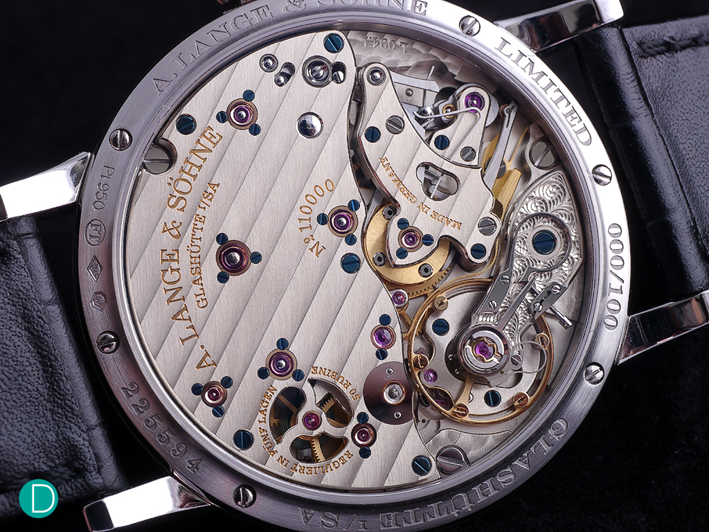 The L094.1: a magnificent looking movement is visible through the case back.