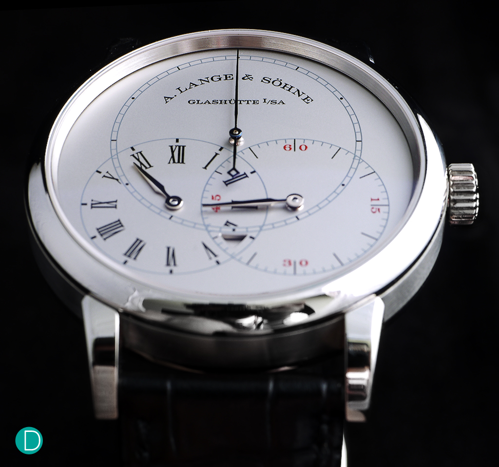 A. Lange & Söhne Richard Lange Jumping Seconds. The pride of place on the dial is given to the huge seconds hands to showcase the precise jumping. This spectacle can be observed once every second. 