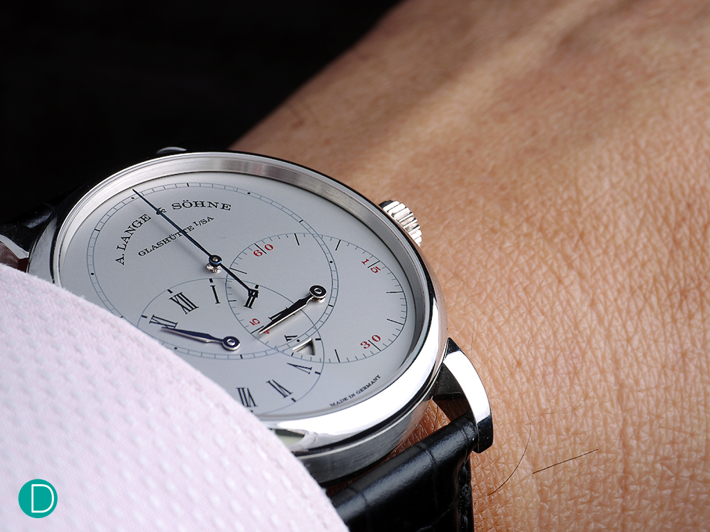On the wrist, the Richard Lange Jumping Seconds is comfortable, and slips under the cuff of a shirt with ease. 