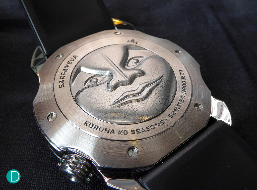 The signature Sarpaneva Moon is ever present on the back of the watch.