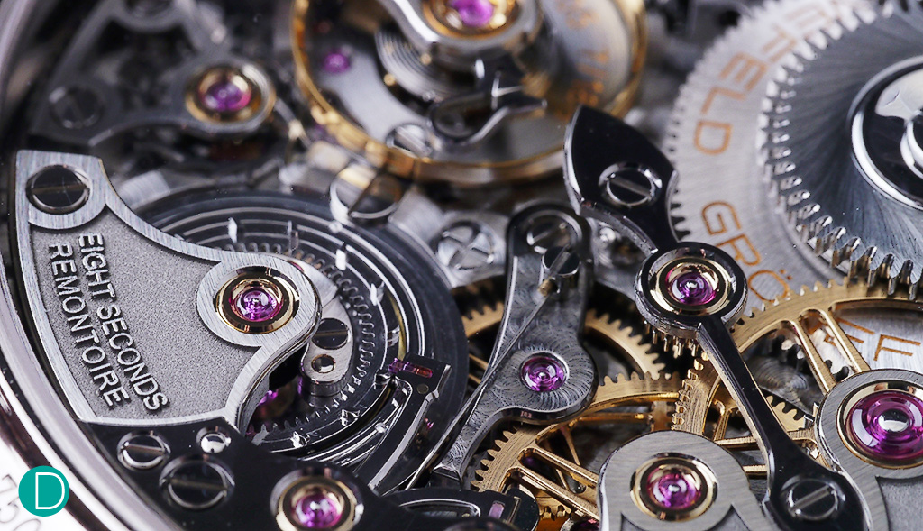 Detail of the remontoire release system.