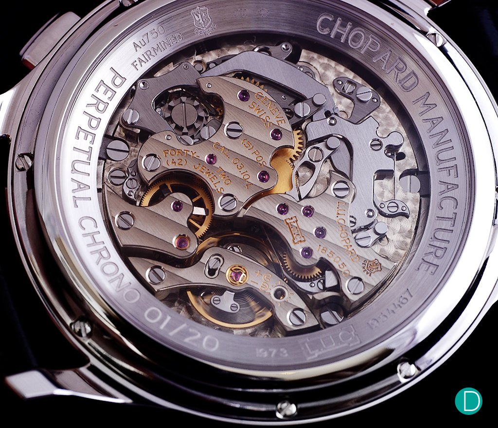 The exhibition caseback which displays the stunning movement.