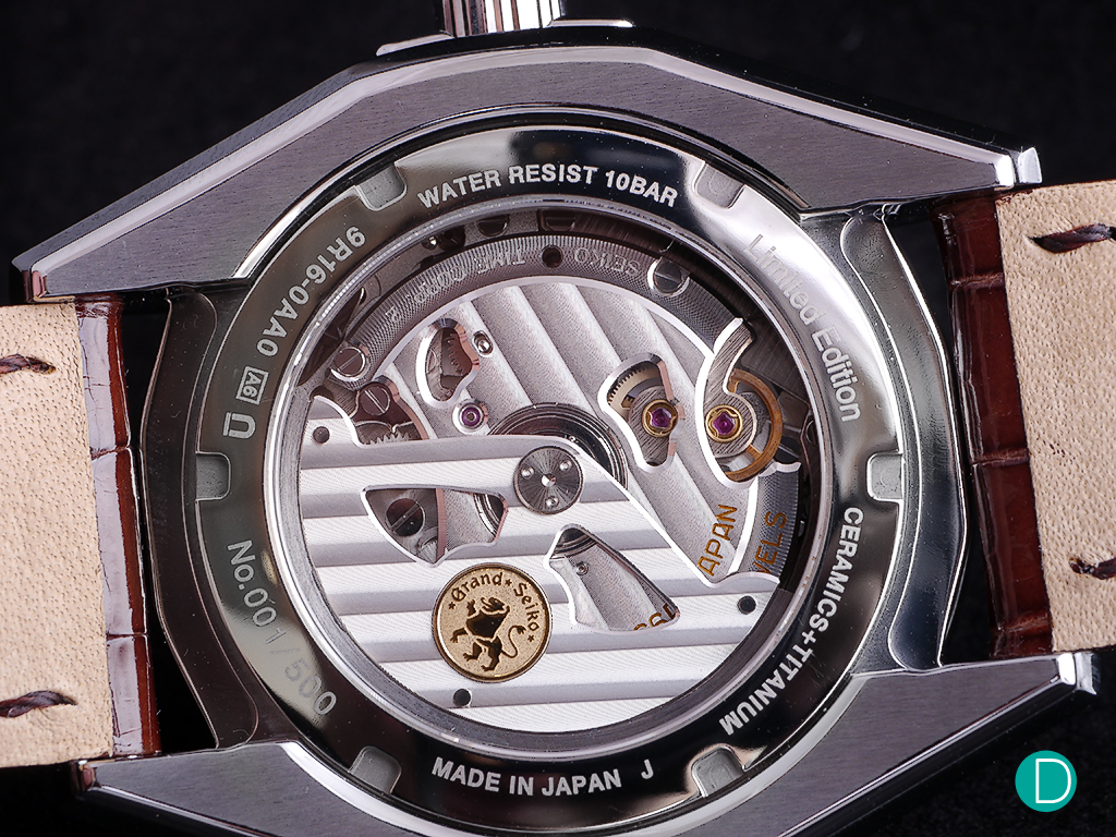 The caseback showing the 9R96. Magnificently finished. 