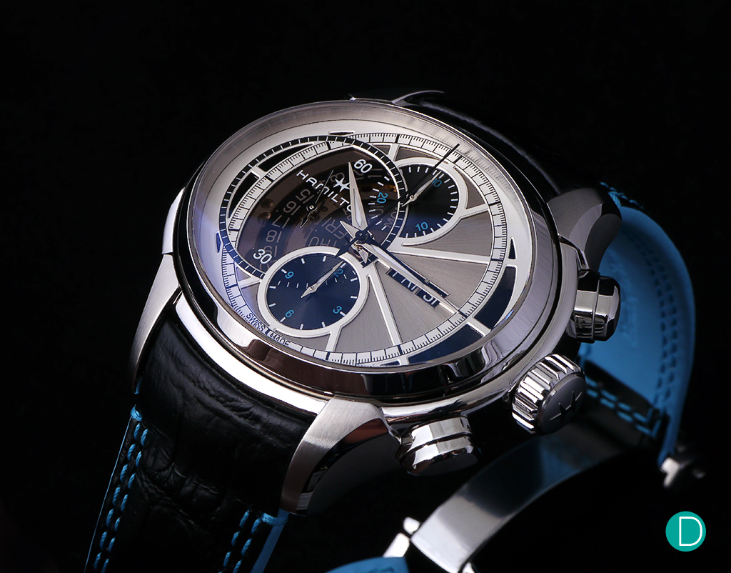 The Hamilton Face 2 Face II front dial,. Looks like a regular oval shaped watch. 