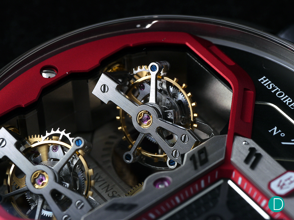 Beautiful shot of the two biaxial tourbillons in motion