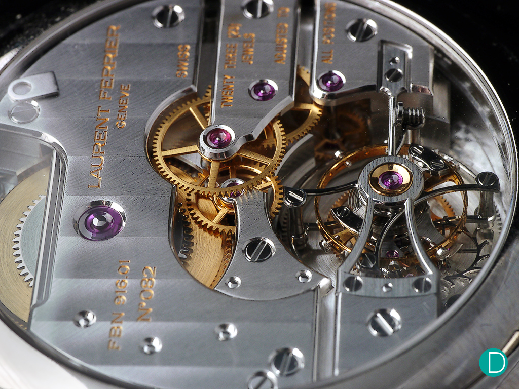 The movement. Remains the same as the one found in the first Galet Tourbillon. The movement is round in a square/cushioned shaped case. 