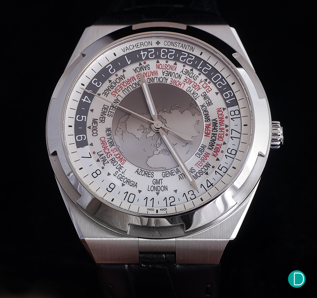 VC Overseas World Time with the silver tone dial, one of three dial color options available. 